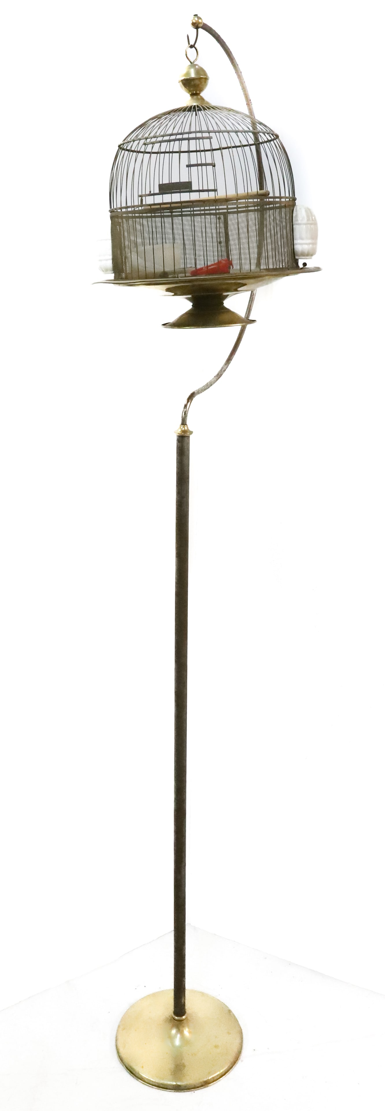 BRASS BIRD CAGE AND STAND (1 of 3)