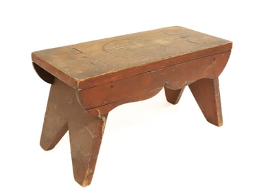 WOODEN MORTISED FOOTSTOOL