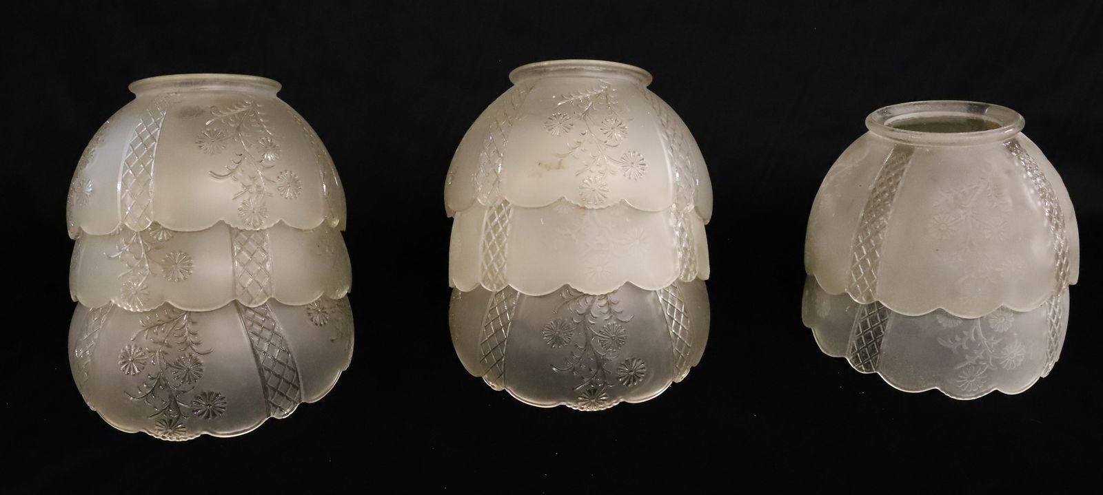 LOT OF PRESSED GLASS GAS SHADES (1 of 4)