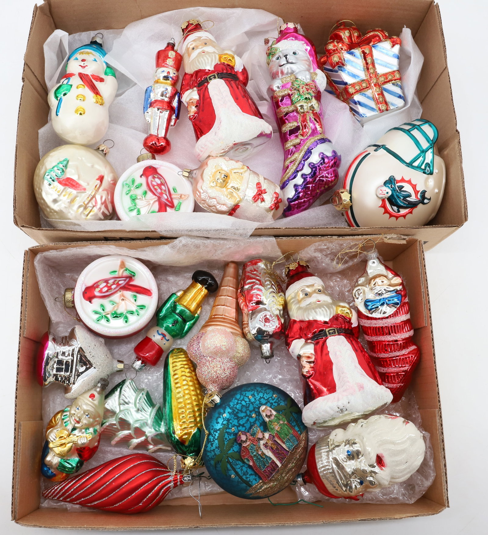 LOT OF CHRISTMAS DECORATIONS: (20+) GLASS SANTAS, ANIMALS AND MORE. LARGEST 8" L. PLEASE READ CAREFULLY - Terms for Purchasing and Shipping of Auction Items. Please read carefully before bidding. Hartzell’s Auction Gallery. 