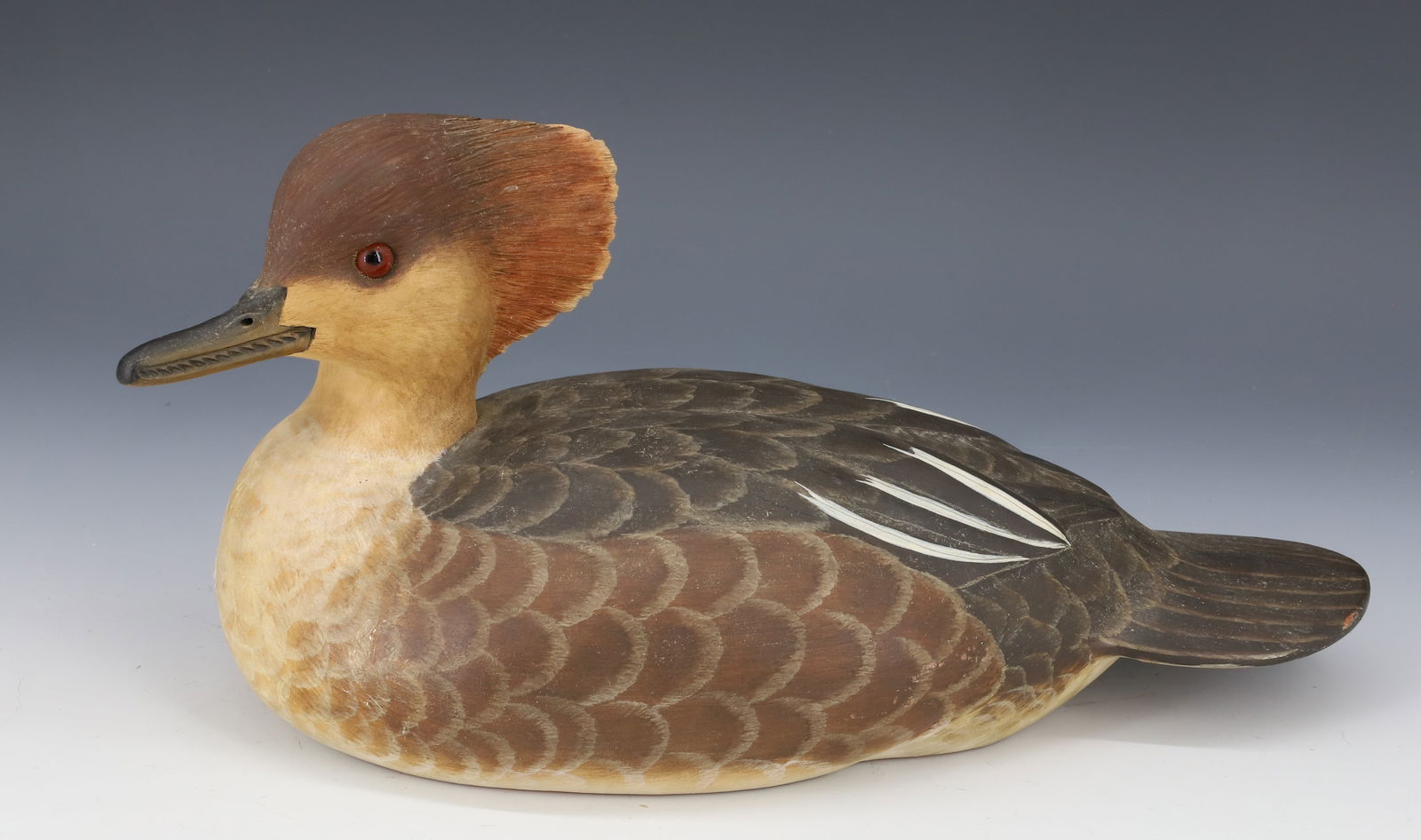 RONALD JUSTIS HOODED MERGANSER HEN DECOY (1 of 5)