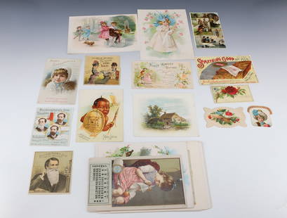 LOT OF VICTORIAN TRADE CARDS: (20+) VARIOUS SIZE AND THEMED ADVERTISING CARDS. PLEASE READ CAREFULLY - Terms for Purchasing and Shipping of Auction Items. Please read carefully before bidding. Hartzell’s Auction Gallery. Har