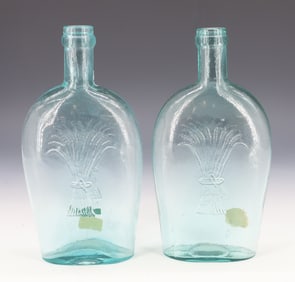 (2) DOUBLE SHEAF OF WHEAT FLASKS