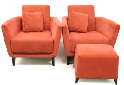 PEROBELL SPAIN, PAIR OF CHAIRS AND OTTOMAN