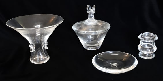 STEUBEN VASE AND CANDY DISH
