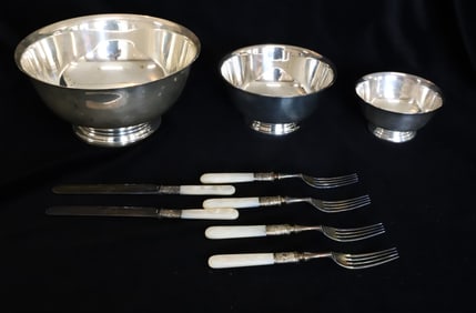 LOT OF SILVERPLATE AND STERLING SILVER