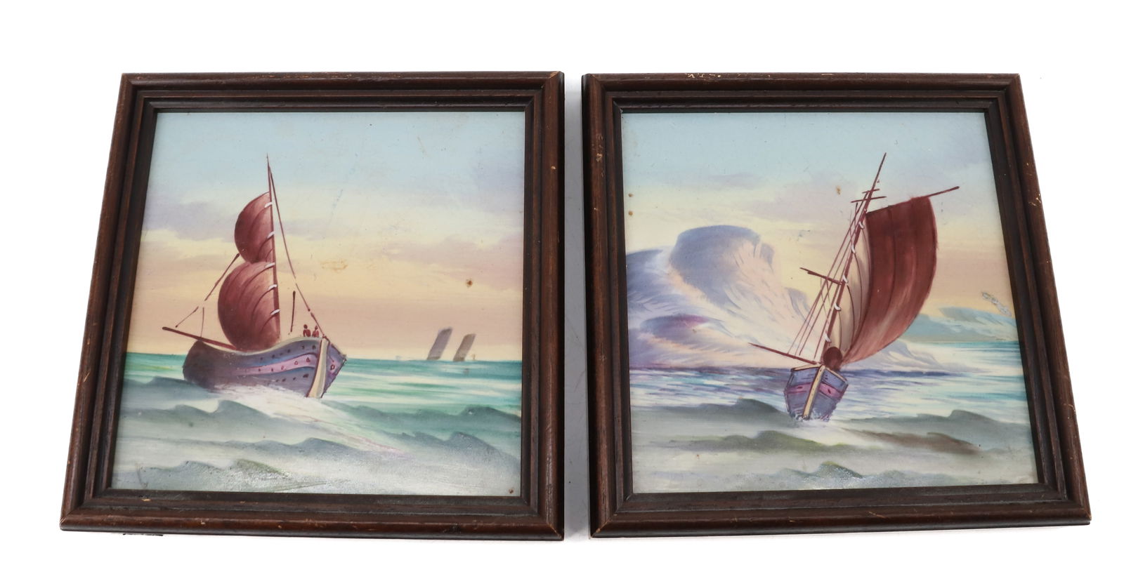 PAIR OF PAINTED PORCELAIN TILES (1 of 4)