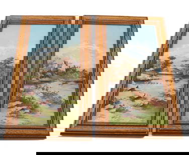 PAIR OF PAINTINGS ON PORCELAIN: ONE IDENTIFIED "BRIDGE OF TURK". BOTH FRAMED. 14" X 8" TOTAL SIZE. PLEASE READ CAREFULLY - Terms for Purchasing and Shipping of Auction Items. Please read carefully before bidding. Hartzell&#8217;s Au