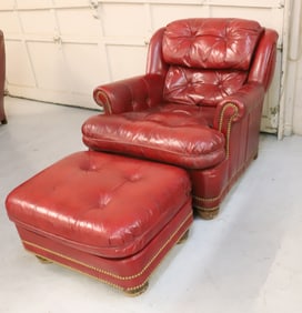 HANCOCK & MOORE LEATHER CHAIR / OTTOMAN