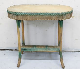 OVAL WICKER-STYLE SIDE TABLE