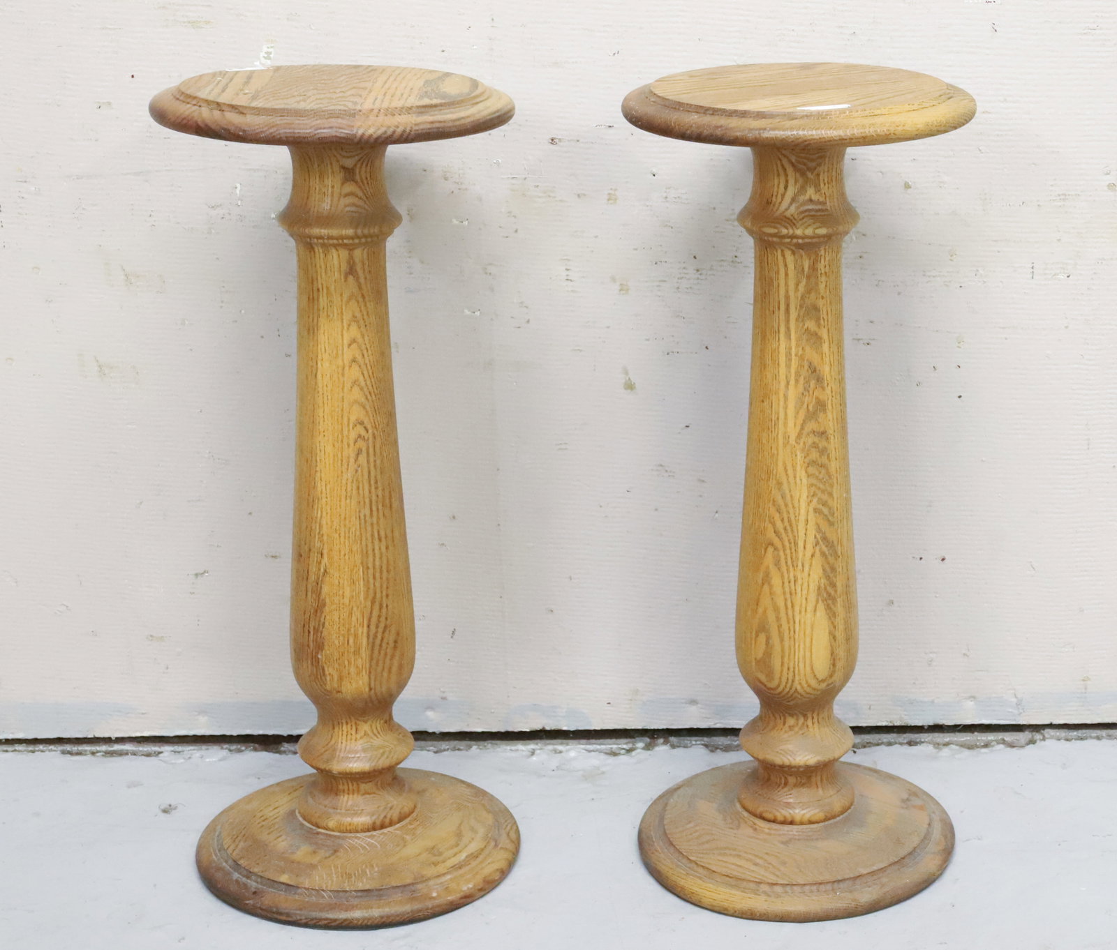 PAIR OF "HEIRLOOM" PLANT STANDS: TURNED WOOD WITH ROUND TOPS/BASES. 29" X 12". PLEASE READ CAREFULLY - Terms for Purchasing and Shipping of Auction Items. Please read carefully before bidding. Hartzell’s Auction Gallery. Hartze
