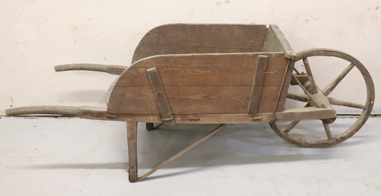 ANTIQUE WOODEN WHEELBARROW