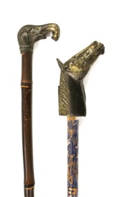 (2) BRASS TOPPED CANES