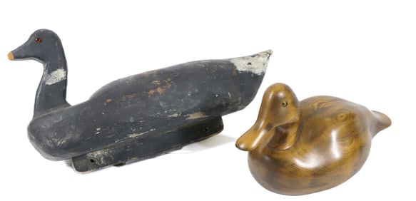 (2) CARVED WOODEN DUCK DECOYS