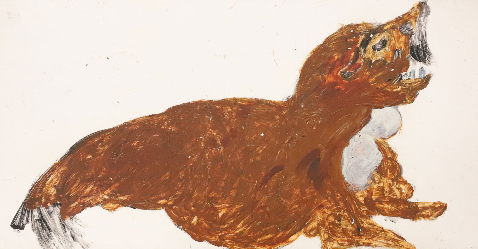 JUSTIN MCCARTHY OIL ON BOARD: BROWN SEA LION. OIL ON PANEL. 8 1/2" X 17 1/2". SGND. ON BACK. FROM THE PRIVATE COLLECTION OF KATHRYN ZERVOS, GRAND DAUGHTER OF STERLING STRAUSER. INV. 322. PLEASE READ CAREFULLY - Terms for Purchasin