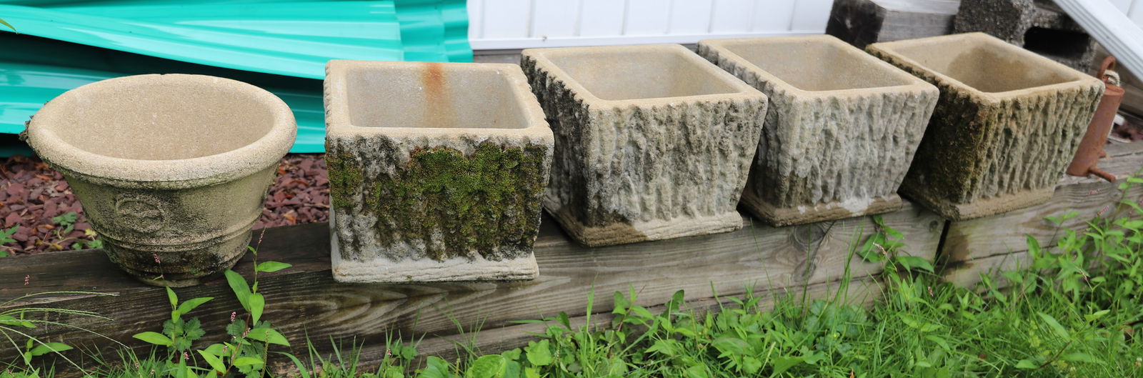 (5) CEMENT GARDEN PLANTERS (1 of 4)