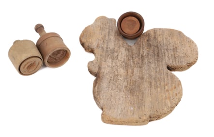 (3) MINIATURE BUTTER STAMPS WITH SQUIRREL BOARD