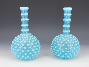 PAIR OF HOBNAIL BARBER BOTTLES