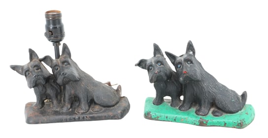 (2) CAST IRON SCOTTIE DOG LAMP BASES