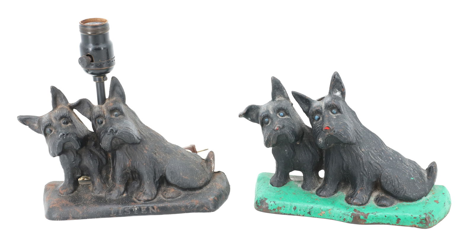 (2) CAST IRON SCOTTIE DOG LAMP BASES (1 of 3)