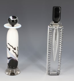(2) ART GLASS PERFUME BOTTLES