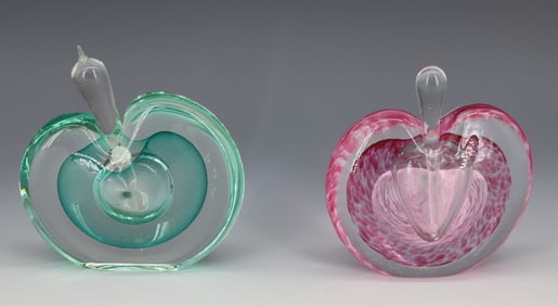 (2) ART GLASS PERFUME BOTTLES
