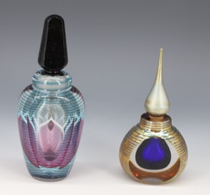 (2) ART GLASS PERFUME BOTTLES