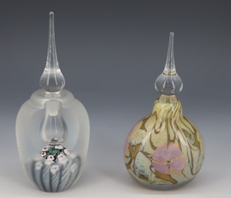 (2) ART GLASS PERFUME BOTTLES