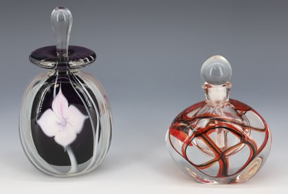 (2) ART GLASS PERFUME BOTTLES