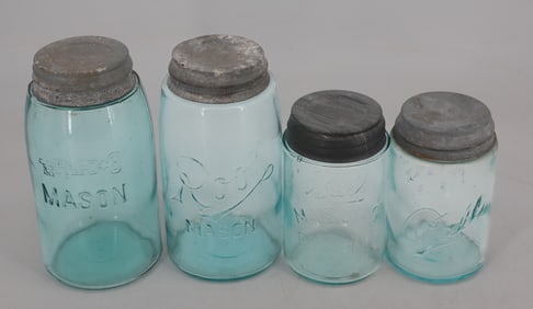 LOT OF (4) MASON FRUIT JARS
