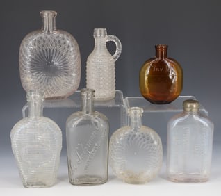 LOT OF ANTIQUE GLASS FLASKS