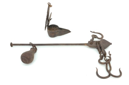 IRON BEAM SCALE AND BETTY LAMP