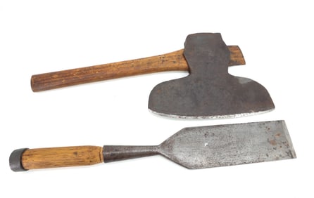 ANTIQUE BROAD AXE AND SLICK