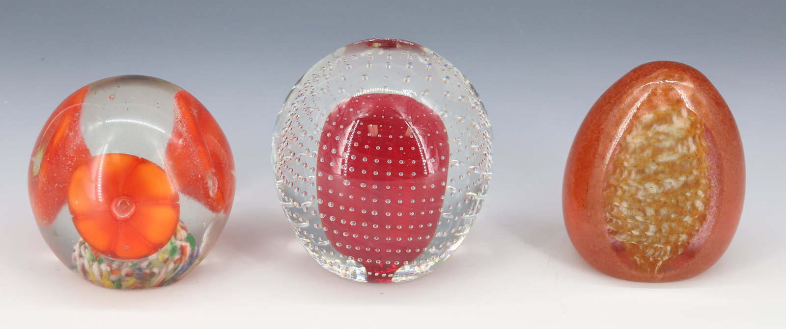 LOT OF (3) UNSIGNED GLASS PAPERWEIGHTS: (3) VARIOUS SIZES AND SHAPES. LARGEST 3 1/2" D. PLEASE READ CAREFULLY - Terms for Purchasing and Shipping of Auction Items. Please read carefully before bidding. Hartzell’s Auction Gallery. Hart