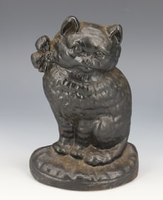 CAST IRON BLACK CAT DOORSTOP