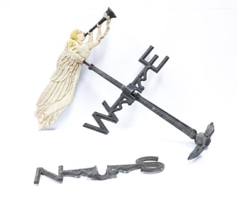 PAINTED ANGEL PLAYING HORN WEATHERVANE