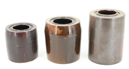 (3) STONEWARE PRESERVE JARS