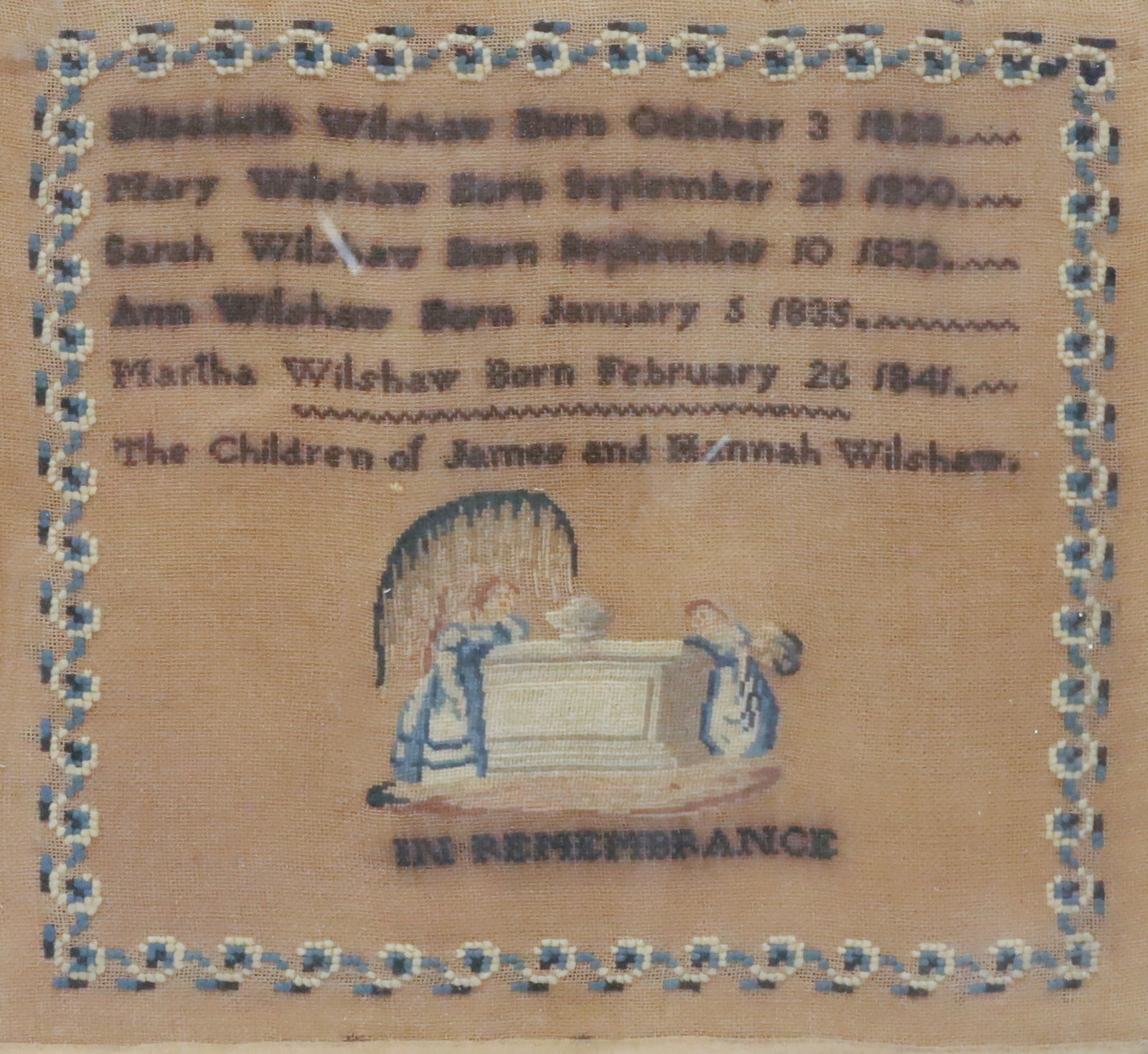 19TH C. AMERICAN MOURNING SAMPLER (1 of 4)