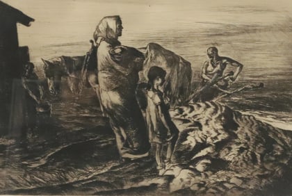FALL PLOUGHING ETCHING, JOHN COSTIGAN