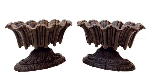 (2) CAST IRON URNS