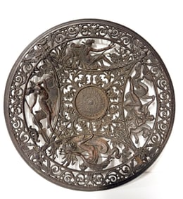 ORNATE CAST IRON BOWL / WALL PLAQUE
