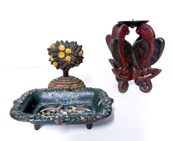 CAST IRON SOAP DISH AND CANDLE HOLDER
