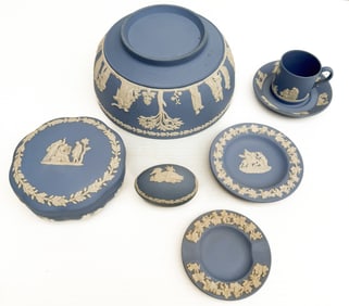 WEDGEWOOD BOWL, BOXES, CUP/SAUCER AND MORE