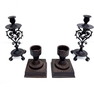 (2) PAIRS OF CANDLEHOLDERS