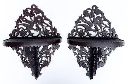 PAIR OF VICTORIAN CAST IRON SHELVES