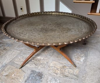 DECORATED BRASS COFFEE TABLE