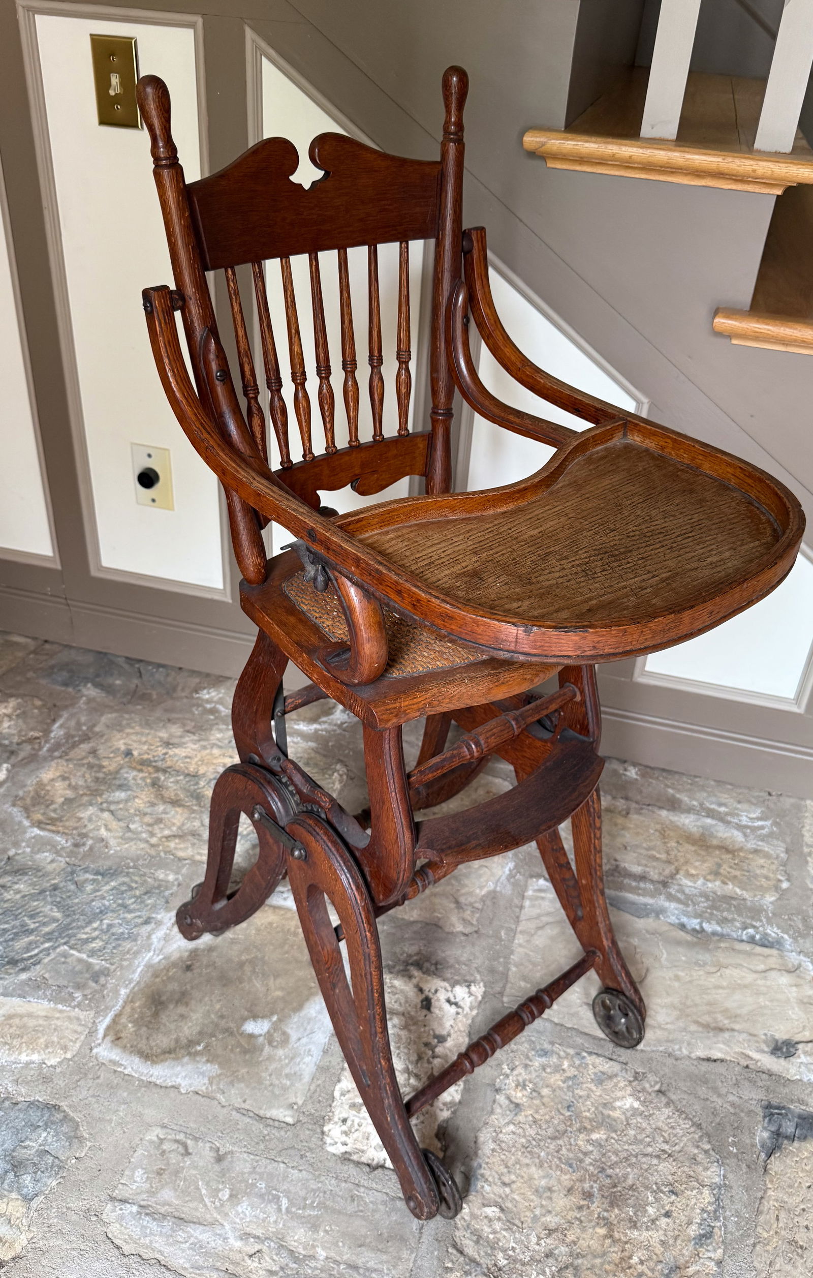 ANTIQUE CONVERTIBLE HIGH CHAIR (1 of 6)