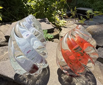 (2) GLASS PAPERWEIGHTS