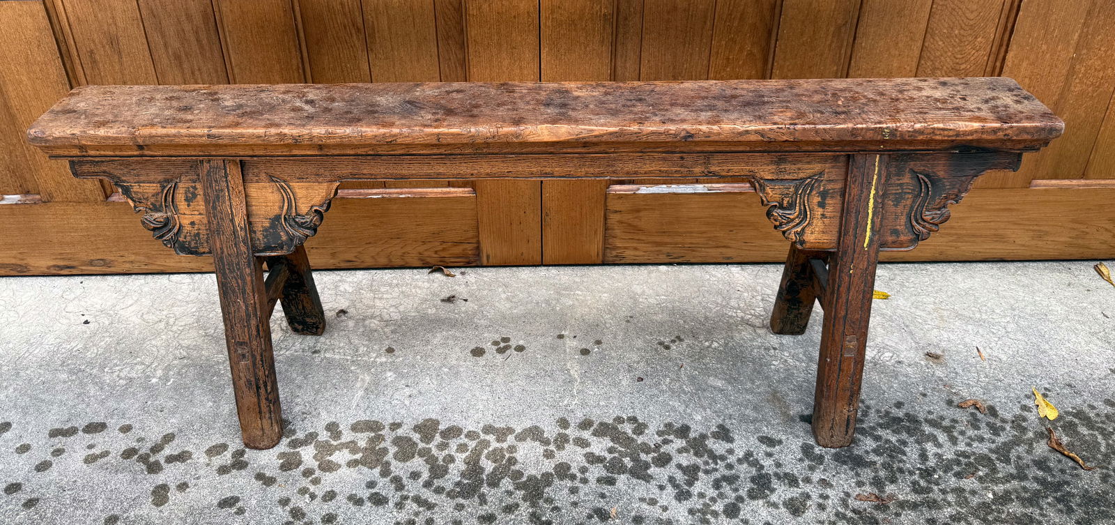 19TH C. CHINESE CARVED WOODEN BENCH (1 of 8)