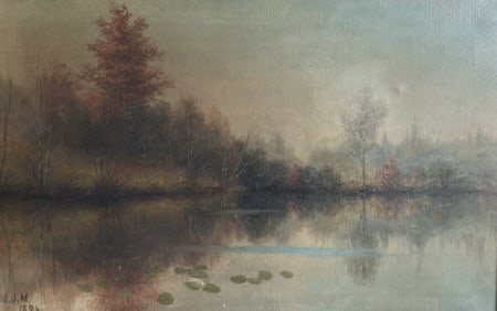 OLD SHORT HILLS, NJ  BY J.J. MERRIAM OIL ON CANVAS